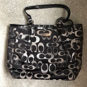 Black and silver Coach Purse